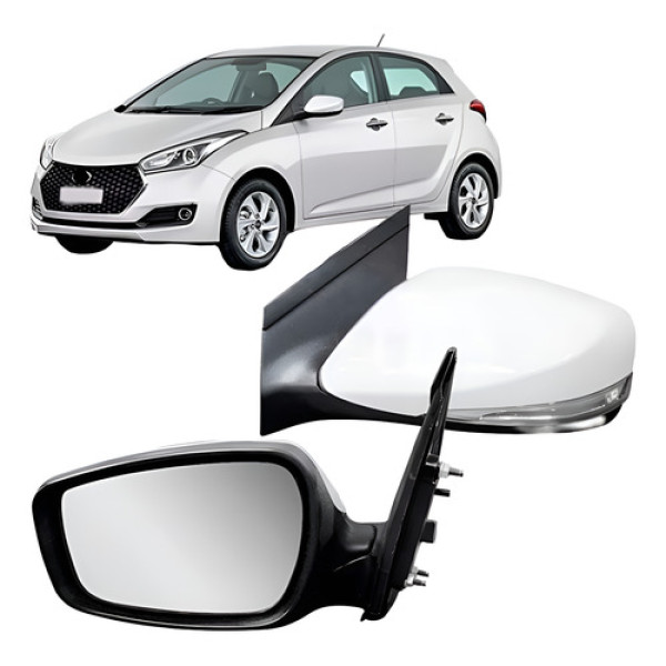 Retrovisor Hb20 2012 2013 2014 2019 Branco Elétrico Retrátil