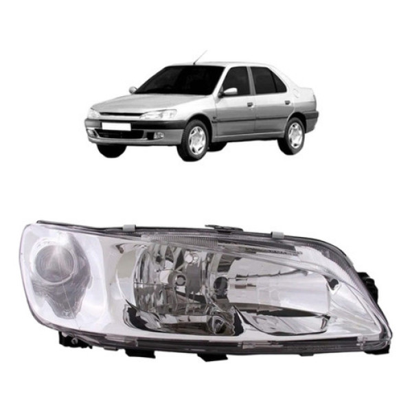 Farol Peugeot 306 1999 2000 01 02 2003 Foco Duplo Lente Lisa