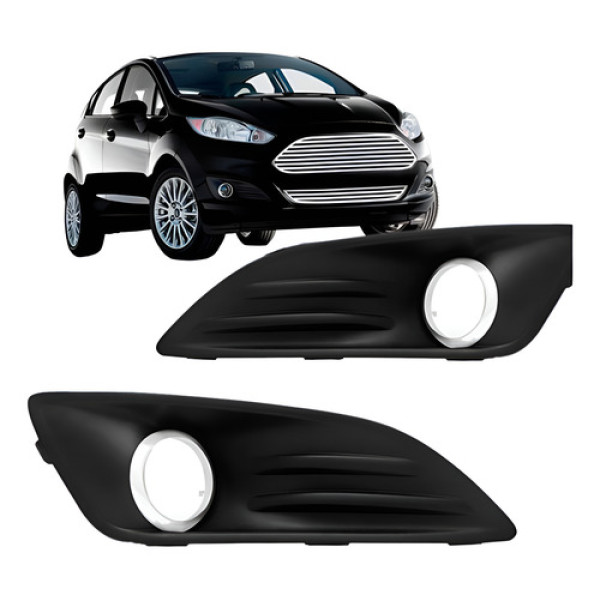 Grade Milha Aro Cromado New Fiesta 2013 2014 2015 2016 Preto Esquerdo