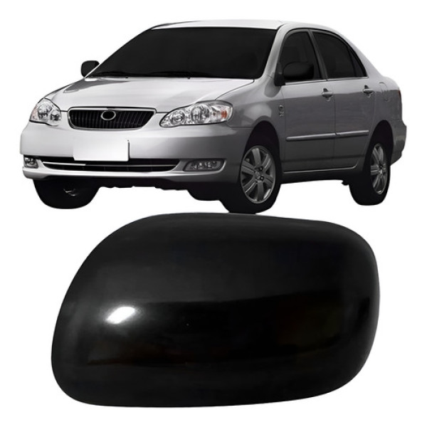 Capa Retrovisor Corolla 2003 2004 2005 2006 2007 Preto Liso