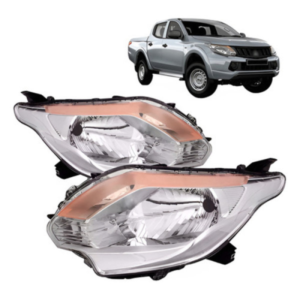 Par Farol L200 Triton 2016 2017 Manual Cromado C Pisca Âmba