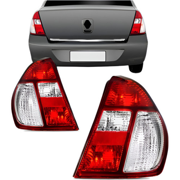 Par Lanterna Traseira Clio 2003 2004 A 2008 Sedan Cristal Ambos Lados Cristal