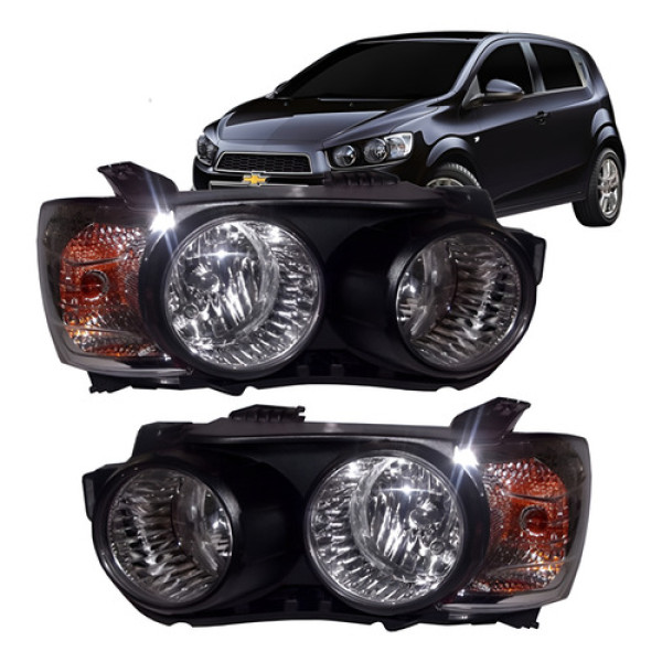 Par Farol Sonic Chevrolet 2012 2013 2014 Mascara Negra Ambos Lados