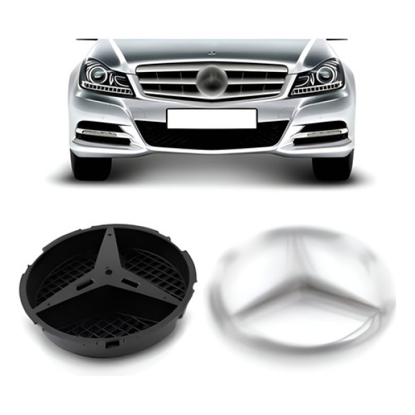 Emblema Grade Radiador Para Mercedes C180 13 A 18 C Suporte
