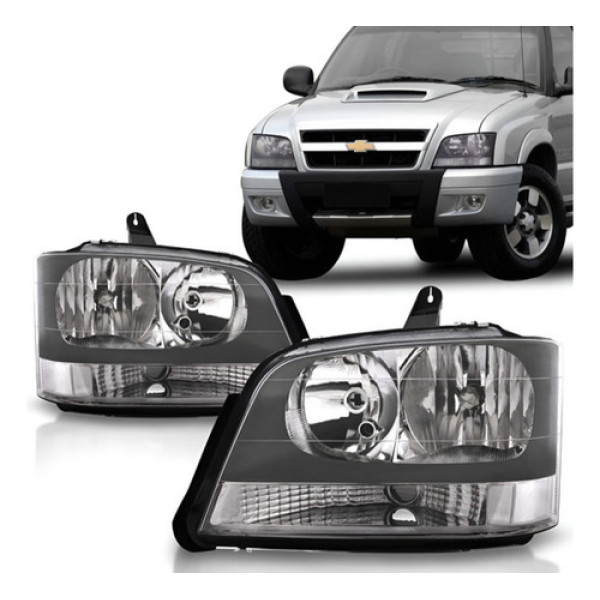 Farol S10 Blazer 01 2002 2003 2004 A 2011 Máscara Cinza