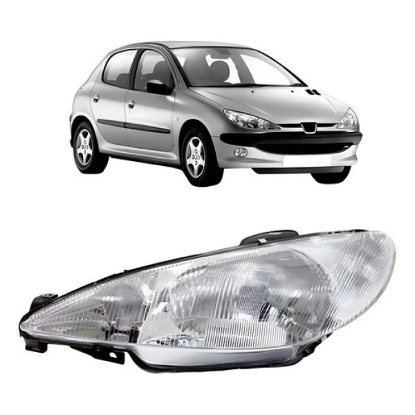Farol Para Peugeot 206 99 2000 01 02 2003 Raiado C/garantia