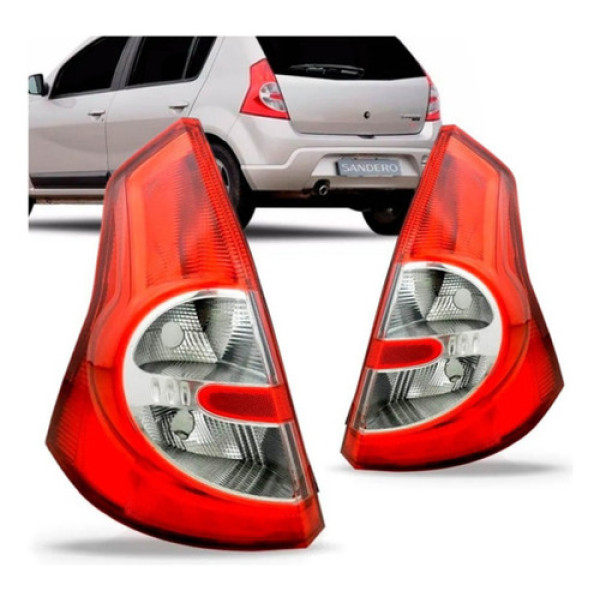 Par Lanterna Traseira Para Renault Sandero 08 A 11 Bicolor