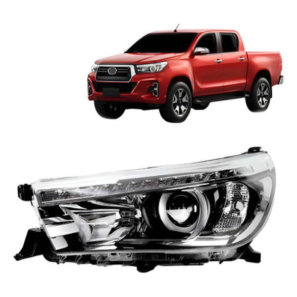 Farol Hilux Pick Up 2016 A 2020 Elétrico Com Motor E Led Esquerdo/motorista