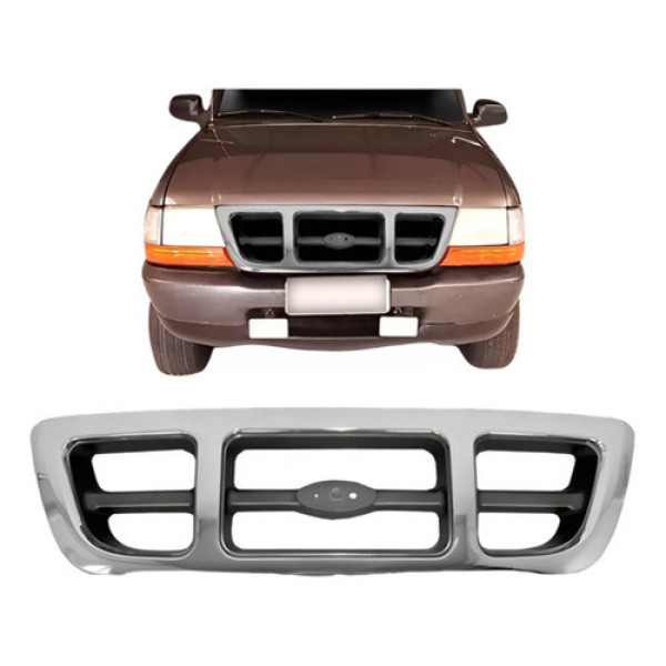 Grade Radiador Ford Ranger 2000 Á 2004 Cromada Cinza