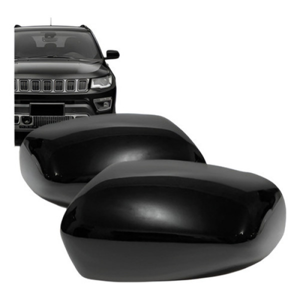 Par Capa Retrovisor Jeep Compass Night Eagle 2016 A 2023 Preto