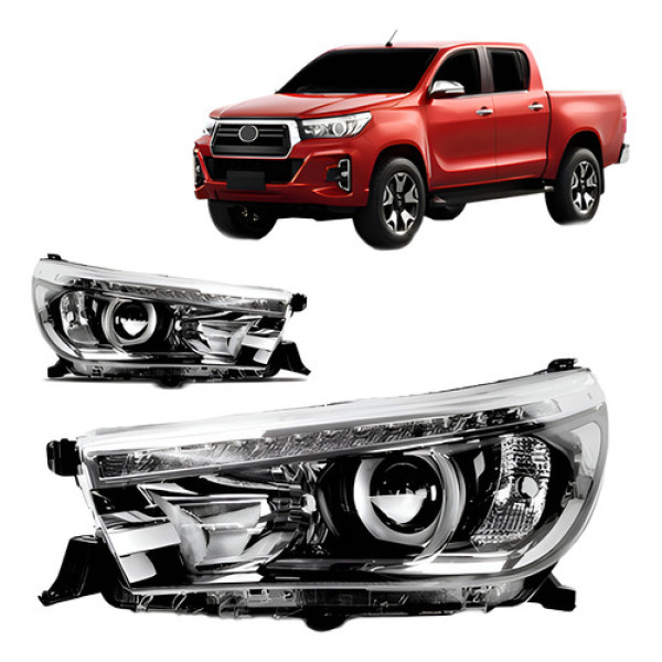 Par Farol Hilux Pick Up 2016 A 2020 Elétrico Com Motor E Le