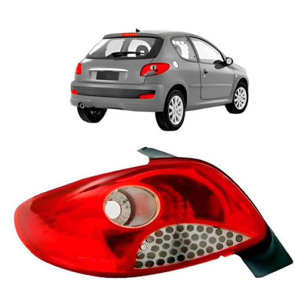 Sinaleira Traseira Para Peugeot 207 11 12 Vermelha Ré Branca