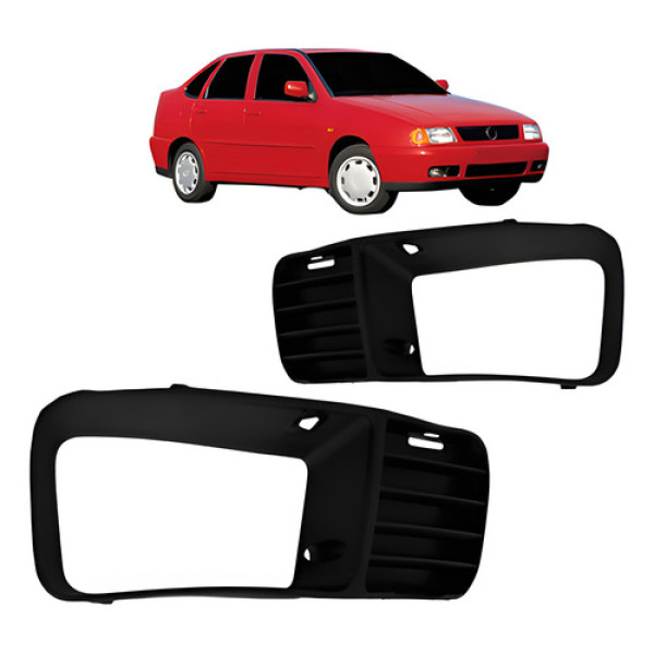 Par Grade Farol Milha Polo 1997 98 99 00 01  2002 Com Furo Preto
