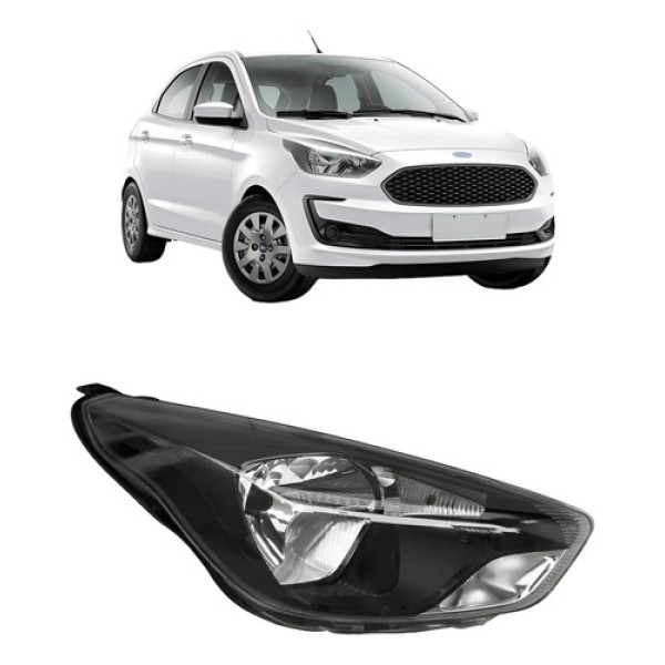 Farol Ford Ka 2019 2022 Mascara Negra Manual Lado Direito