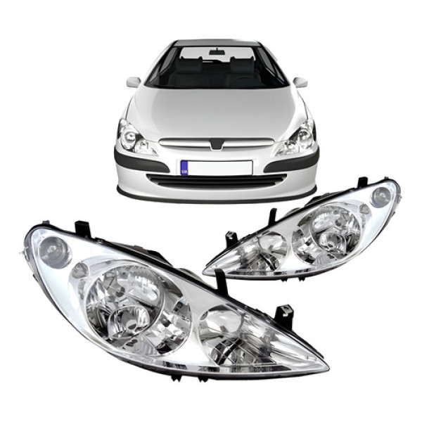 Farol Peugeot 307 2003 2004 2005 2006 Cromado