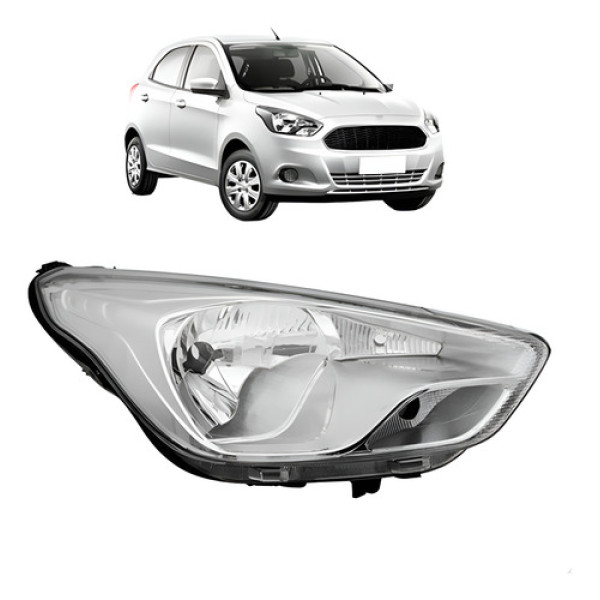 Farol Para Ford Ka 2015 2016 2017 2018 Cromado Manual