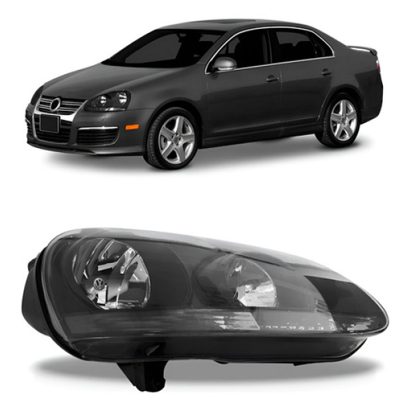 Farol Jetta 2007 2008 2009 Negro Manual Direito/passageiro