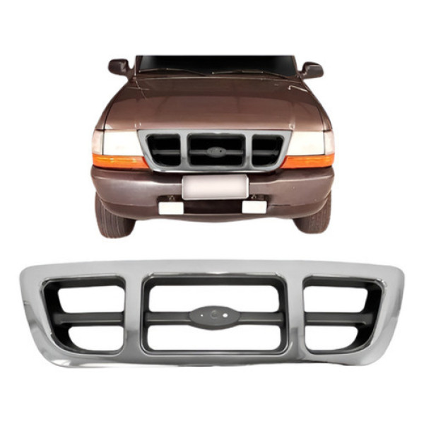 Grade Radiador Para Ford Ranger 2000 Á 2004 Cromada Cinza