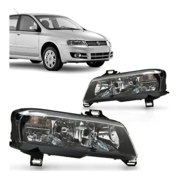 Farol Fiat Stilo 2007 2008 09 10 11 2012 Masc.negra Direito