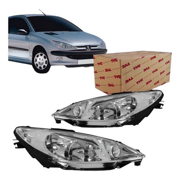 Farol Peugeot 206 04 05 06 07 08 09 10 Eletrico Duplo Tyc