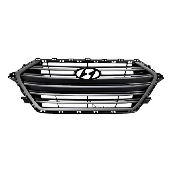 Grade Elantra 2017-2018 Preta Moldura Cinza S/ Emblema