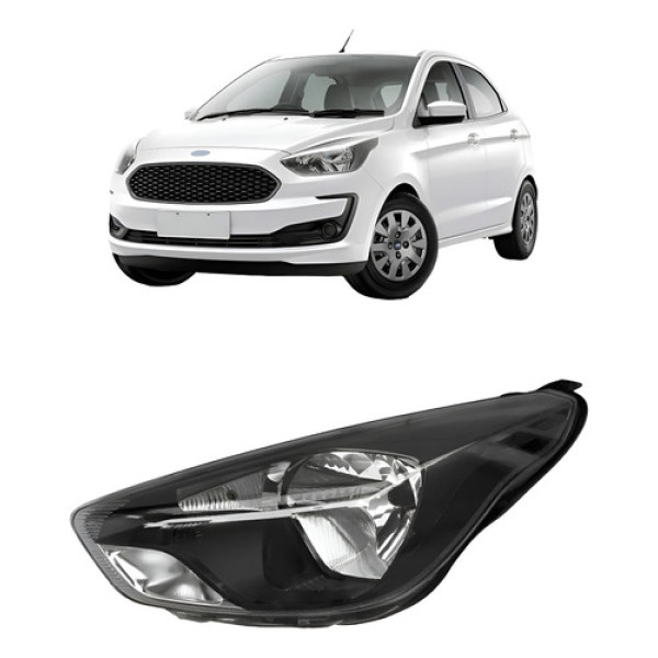 Farol Ford Ka 2019 2022 Mascara Negra Manual Lado Esquerdo Esquerdo/motorista