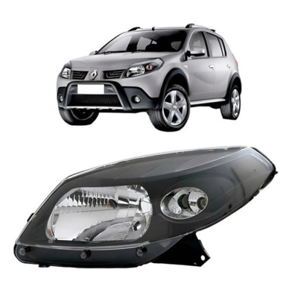 Farol Sandero 2008 2009 2010 2011 Máscara Negra Com Garanti