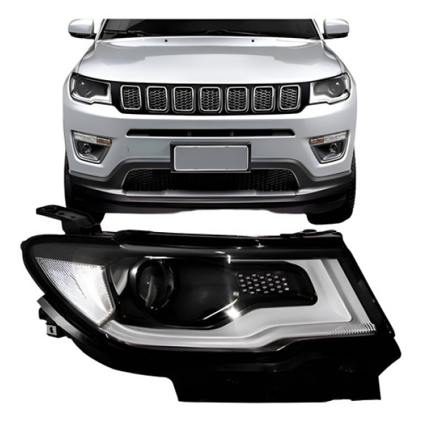 Farol Compass 2017 A 2021 Eletrico Com Motor Com Xenon E Led Direito/passageiro