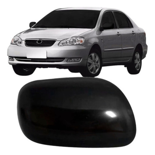 Capa Retrovisor Corolla 2003 2004 2005 2006 2007 Preto Liso