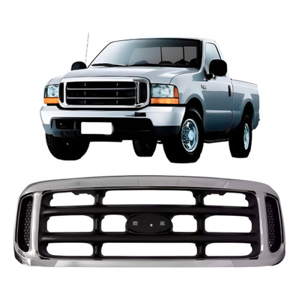 Grade Central Para Ford F250 1999 A 2005 Moldura Cromada