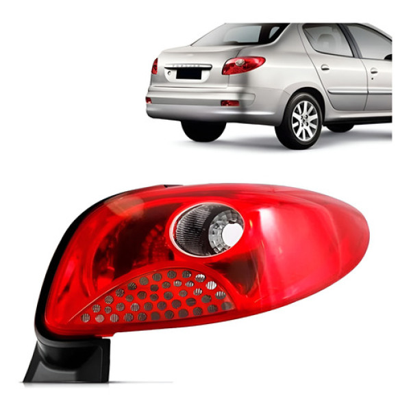 Lanterna Traseira Para Peugeot 207 08/10 Sedan Tela Vermelha