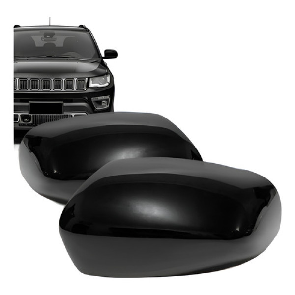 Par Capa Retrovisor Jeep Compass Longitude 2016 A 2023 Preto
