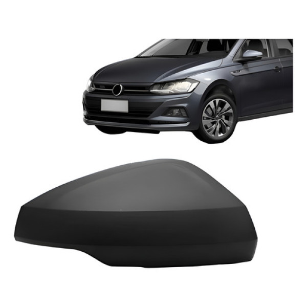 Capa Retrovisor Novo Polo 2018 Preto C/ Furo Pisca