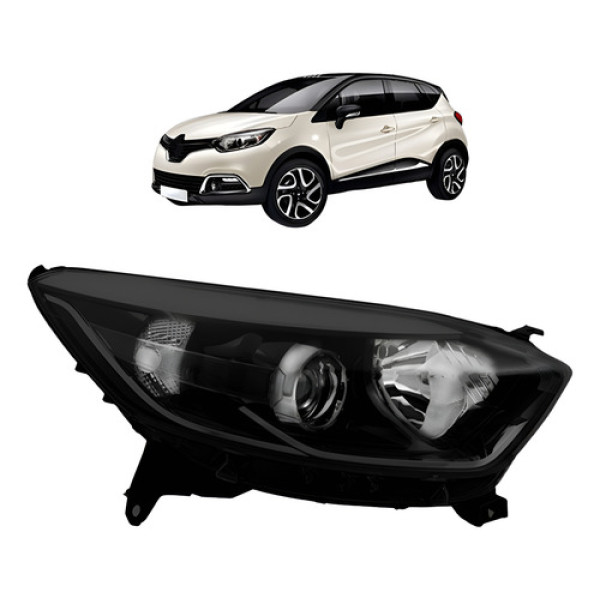 Farol Para Renault Captur 17 18 19 Eletrico Com Friso Preto Direito/passageiro