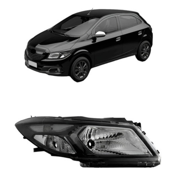 Farol Onix / Prisma 2013 A 2016 Manual Mascara Negra Cromado