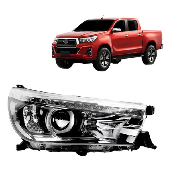 Farol Hilux Pick Up 2016 A 2020 Elétrico Com Motor E Led Direito/passageiro