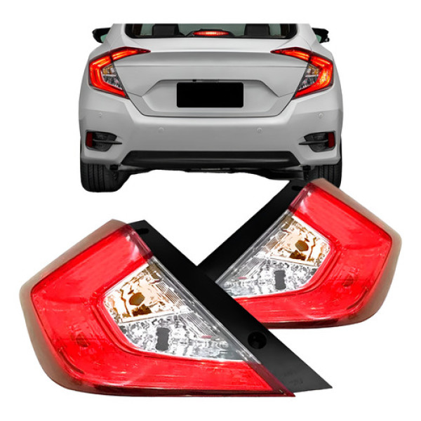 Par Lanterna Traseira Civic 2016 2017 2018 Canto Com Led