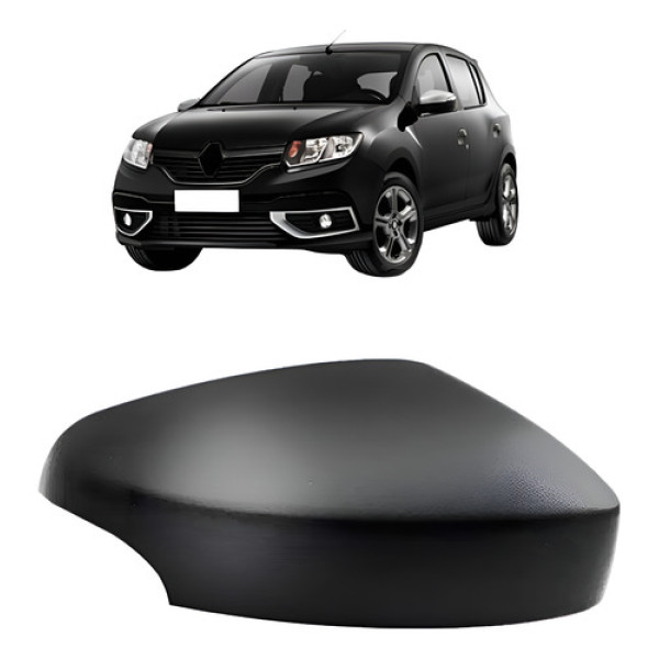 Capa Retrovisor Sandero Logan 2014 A 2020 C/furo Pisca Preta