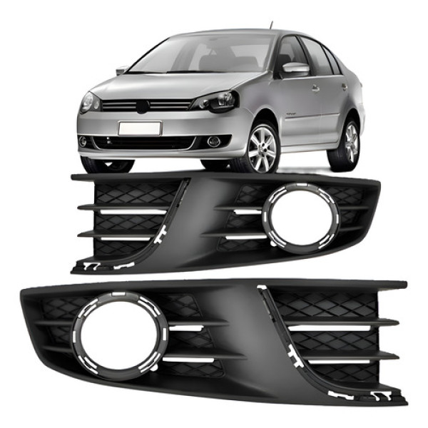 Par Moldura Milha C/ Furo Sem Friso Polo 2012 2013 2014 2015 Preto