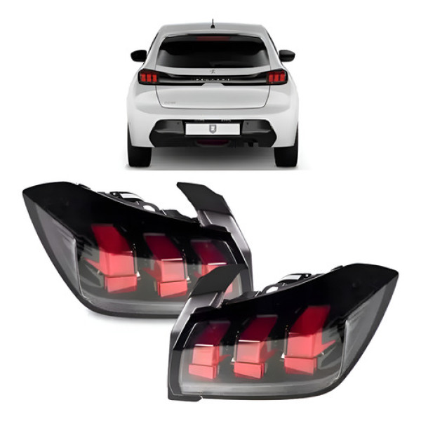 Par Lanterna Traseira Peugeot 208 2020 2021 2022 2023 2024 Ambos Lados Vermelho