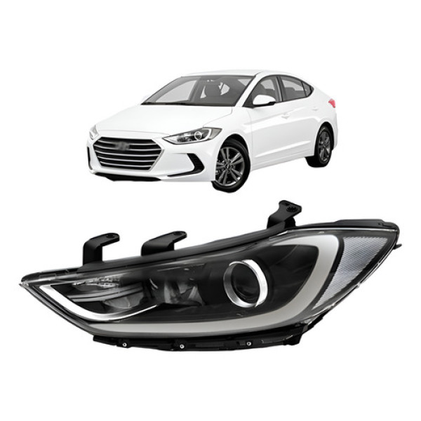 Farol Elantra 2017 2018 Com Projetor Sem Led Com Motor - Esquerdo/motorista