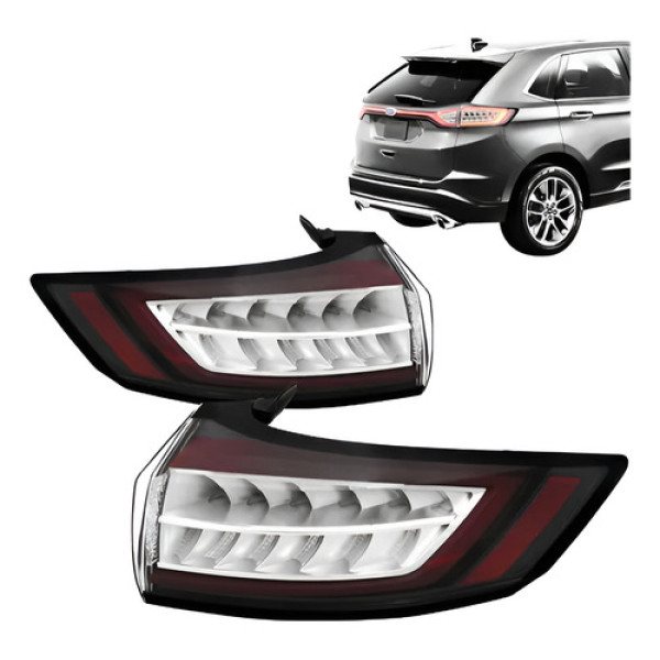 Par Lanterna Traseira Ford Edge Tinanium 2016 2017 2018 Led Ambos Lados Fumê