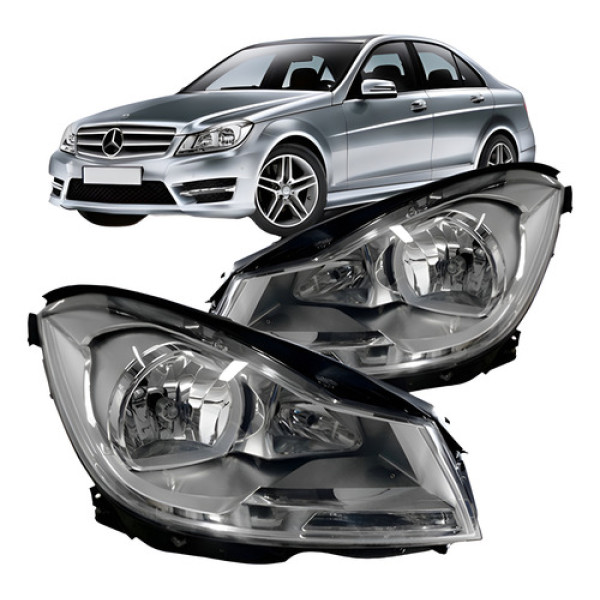 Par Farol Mercedes C180 C200 Ano 2012 2013 2014 Ambos Lados