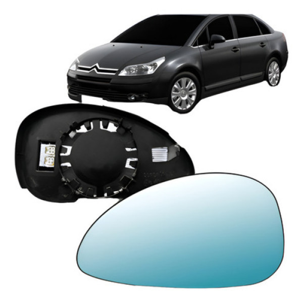 Par Espelho Base Retrovisor C4 2007 08 À 2011 Térmico Azul