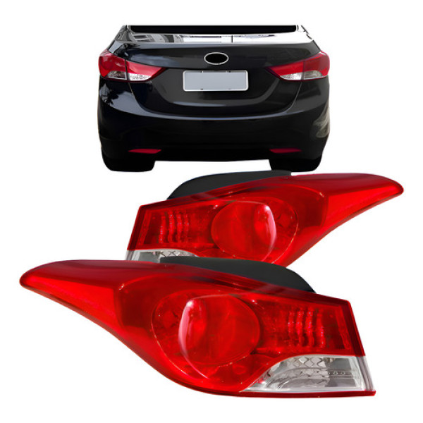 Par Lanterna Traseira Elantra 2011 2012 2013 Ambos Lados Vermelho