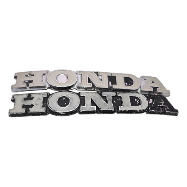 Par Emblema Tanque Honda Cg 125 1979 Original Detalhes 49466 Branco