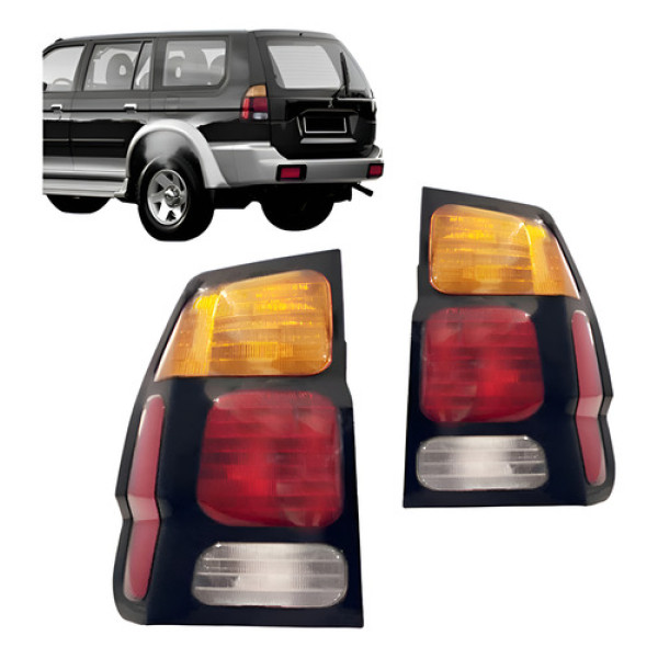 Par Lanterna Traseira Pajero Sport 2000 A 2005 Tricolor Vermelho