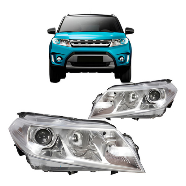 Par Farol Vitara 2016 A 2019 Eletrico Com Motor Cromado