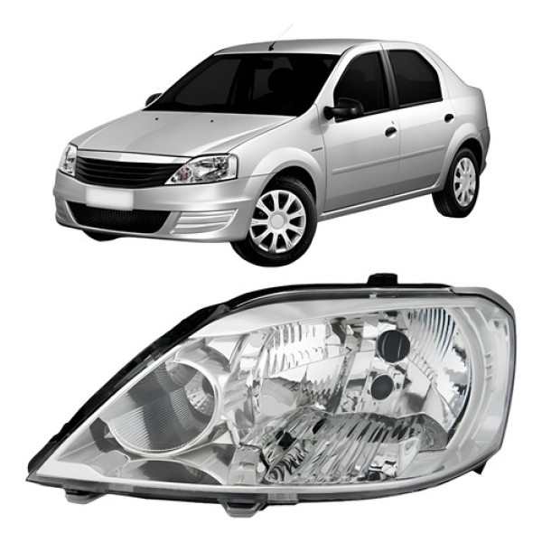 Farol Logan 2011 2012 2013 Cromado Manual