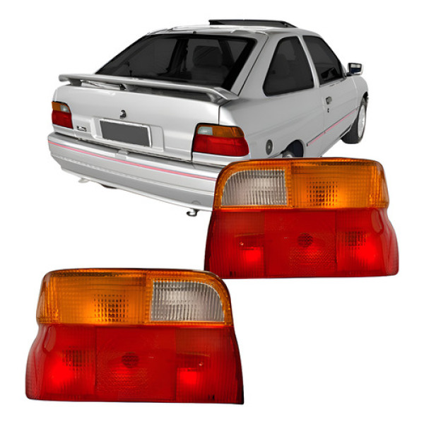 Par Lanterna Traseira Escort Verona 1993 A 1996 Âmbar Ambos Lados Tricolor